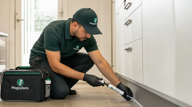 Técnico de Fumtech en un tratamiento de control de plagas en Sant Feliu de Llobregat